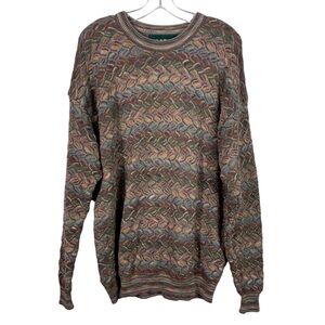 Vintage 90s Tundra Canada Multicolored 3D Knit Sweater Top XL Biggie Coogi-Style